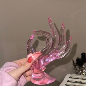 Pink and Clear Hand Sculpture